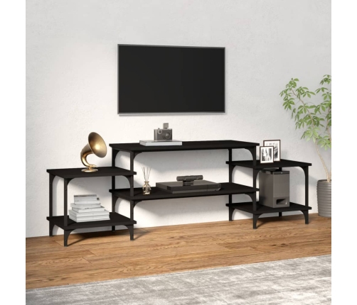 Mueble para TV madera contrachapada negro 157x35x52 cm