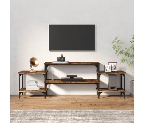 Mueble para TV madera contrachapada roble ahumado 157x35x52 cm