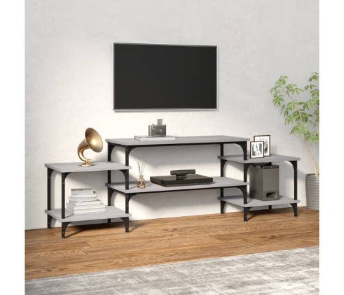 vidaXL Mueble para TV madera contrachapada gris Sonoma 157x35x52 cm