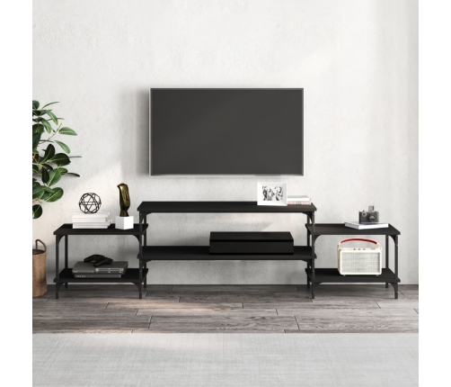 Mueble para TV madera contrachapada negro 197x35x52 cm