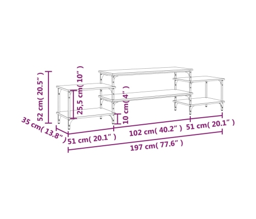 Mueble para TV madera contrachapada roble Sonoma 197x35x52 cm