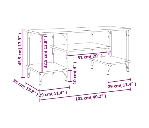 Mueble de TV madera contrachapada negro 102x35x45,5 cm