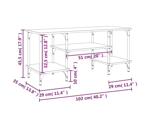 Mueble de TV madera contrachapada roble ahumado 102x35x45,5 cm