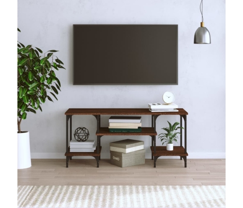 Mueble de TV madera contrachapada marrón roble 102x35x45,5 cm