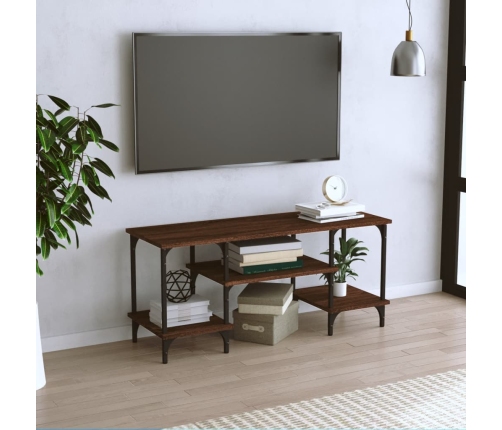 Mueble de TV madera contrachapada marrón roble 102x35x45,5 cm