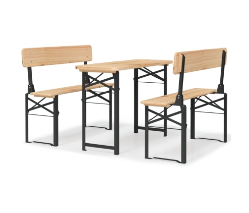 Mesa y bancos plegables de bar 3 piezas madera maciza de abeto