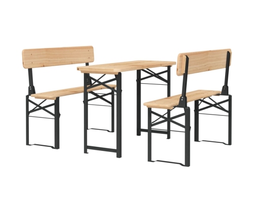 Mesa y bancos plegables de bar 3 piezas madera maciza de abeto