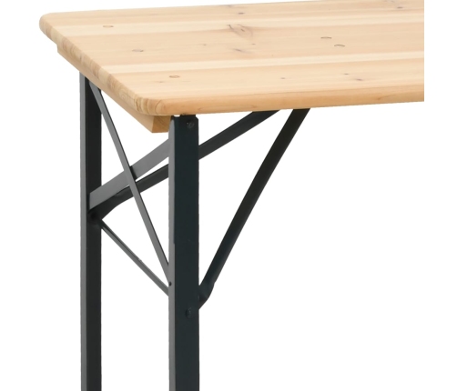 Mesa y bancos plegables de bar 3 piezas madera maciza de abeto