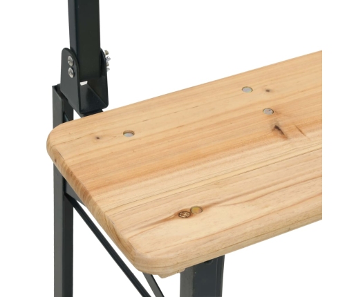 Mesa y bancos plegables de bar 3 piezas madera maciza de abeto