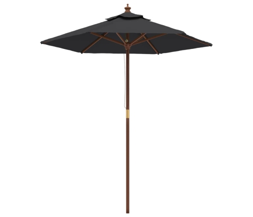 Sombrilla de jardín con poste de madera negro 196x231 cm