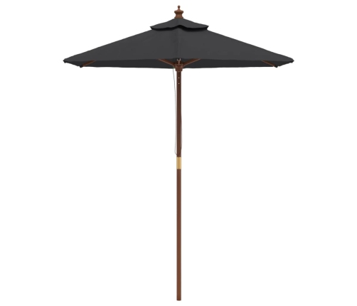 Sombrilla de jardín con poste de madera negro 196x231 cm