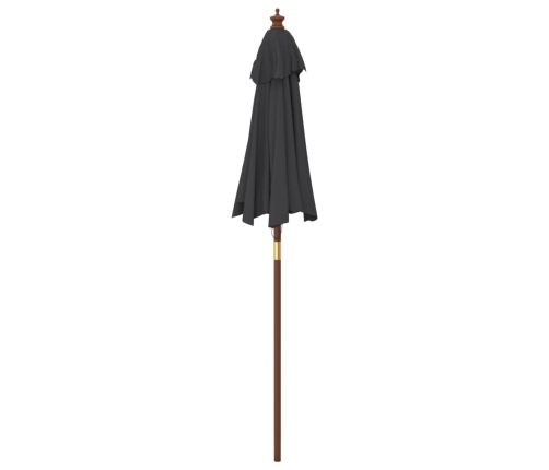 Sombrilla de jardín con poste de madera negro 196x231 cm