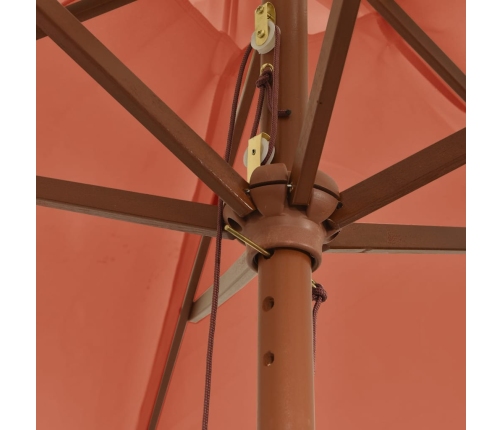 Sombrilla de jardín con poste de madera terracota 299x240 cm