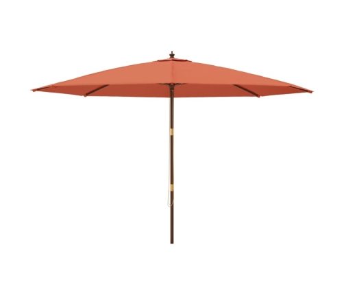 Sombrilla de jardín con poste de madera terracota 400x273 cm