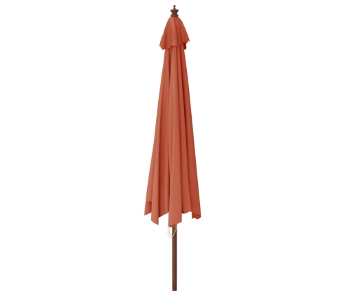 Sombrilla de jardín con poste de madera terracota 400x273 cm