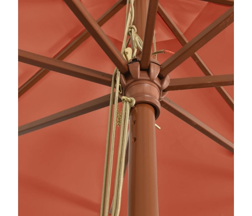 Sombrilla de jardín con poste de madera terracota 400x273 cm