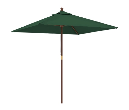 Sombrilla de jardín con poste de madera verde 198x198x231 cm
