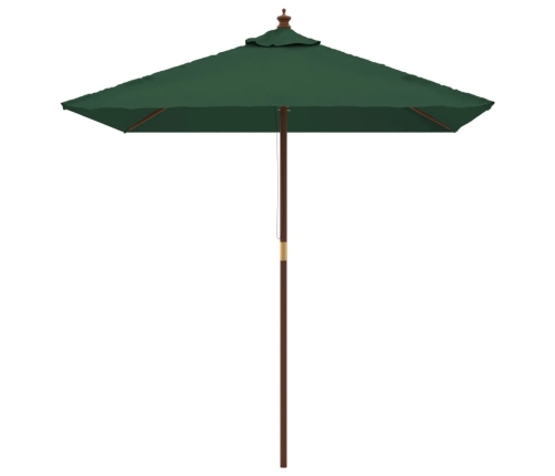 Sombrilla de jardín con poste de madera verde 198x198x231 cm