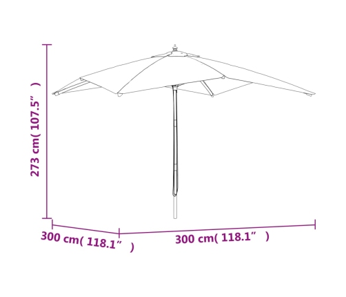 Sombrilla de jardín poste de madera color arena 300x300x273 cm