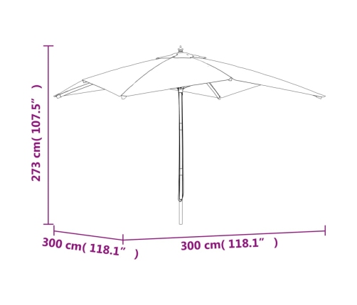 Sombrilla de jardín poste de madera gris taupé 300x300x273 cm