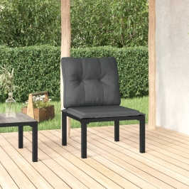 Silla de jardín con cojines ratán sintético negro y gris