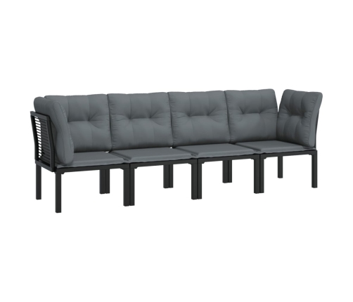 Set de muebles de jardín 4 piezas ratán sintético negro y gris