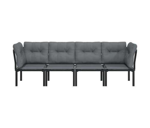 Set de muebles de jardín 4 piezas ratán sintético negro y gris