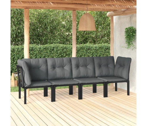 Set de muebles de jardín 4 piezas ratán sintético negro y gris