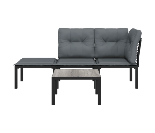 Set de muebles de jardín 4 piezas ratán sintético negro y gris