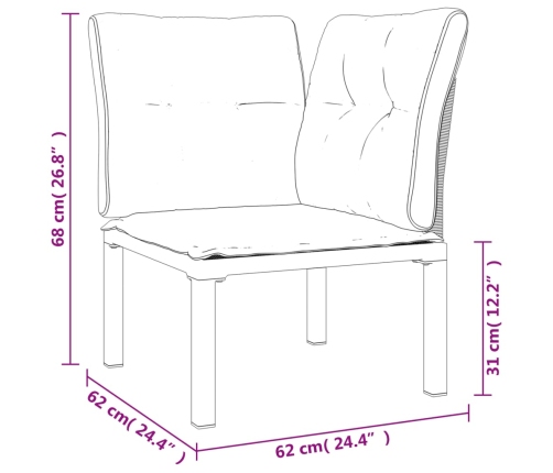 Set de muebles de jardín 4 piezas ratán sintético negro y gris