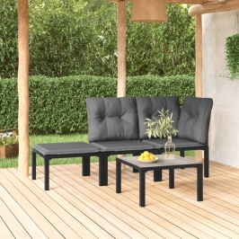 Set de muebles de jardín 4 piezas ratán sintético negro y gris