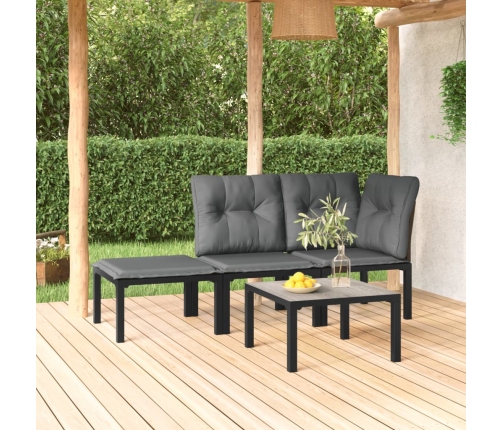 Set de muebles de jardín 4 piezas ratán sintético negro y gris