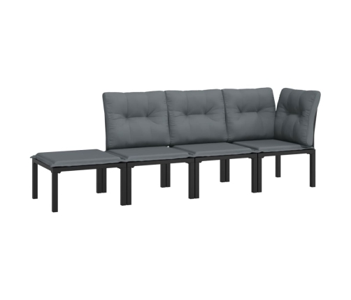 Set de muebles de jardín 4 piezas ratán sintético negro y gris