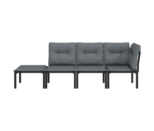 Set de muebles de jardín 4 piezas ratán sintético negro y gris