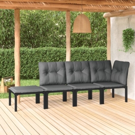 Set de muebles de jardín 4 piezas ratán sintético negro y gris