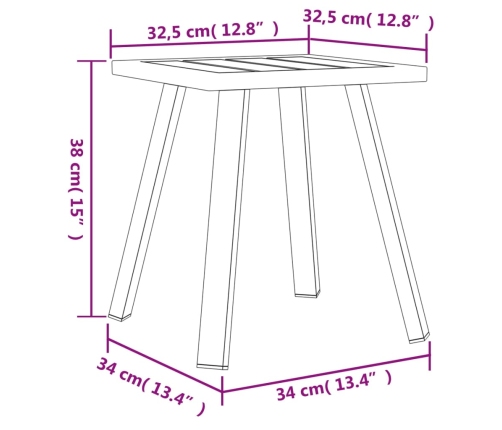 Mesa de jardín de acero gris antracita 34x34x38 cm
