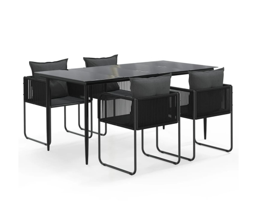 Juego de comedor para jardín 5 piezas negro