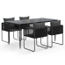 Juego de comedor para jardín 5 piezas negro