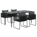 Juego de comedor para jardín 5 piezas negro