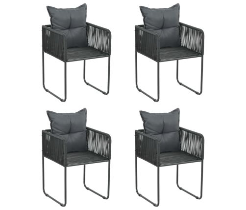 Juego de comedor para jardín 5 piezas negro