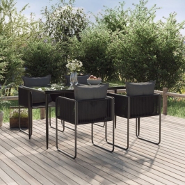 Juego de comedor para jardín 5 piezas negro