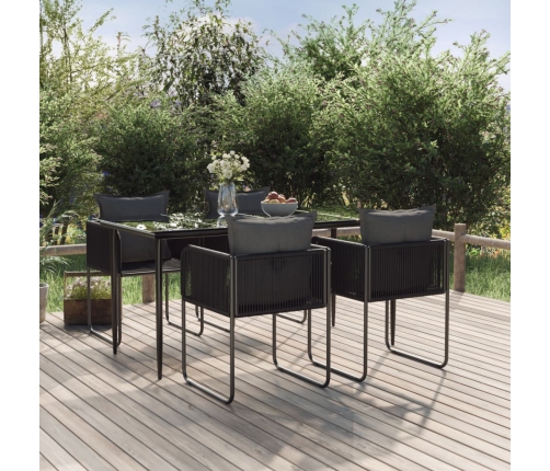 Juego de comedor para jardín 5 piezas negro