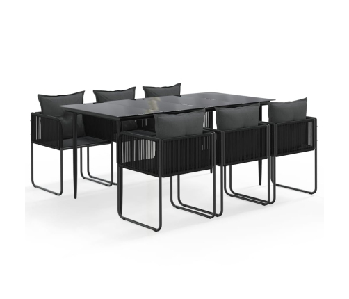 Juego de comedor para jardín 7 piezas negro