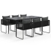 Juego de comedor para jardín 7 piezas negro