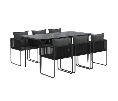 Juego de comedor para jardín 7 piezas negro
