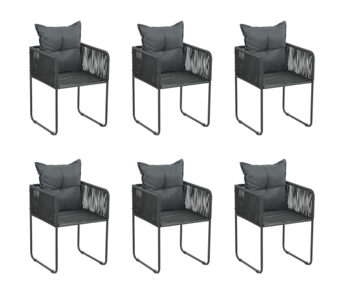 Juego de comedor para jardín 7 piezas negro