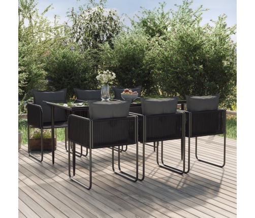 Juego de comedor para jardín 7 piezas negro