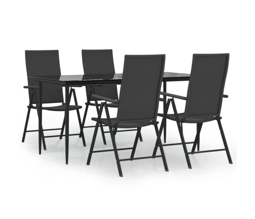Juego de comedor de jardín 5 piezas ratán sintético negro