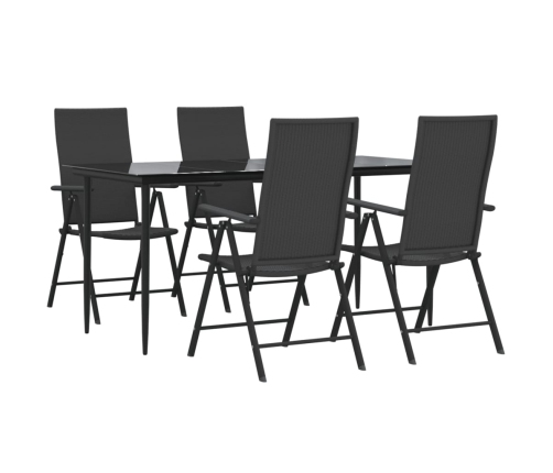 Juego de comedor de jardín 5 piezas ratán sintético negro