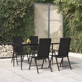 Juego de comedor de jardín 5 piezas ratán sintético negro